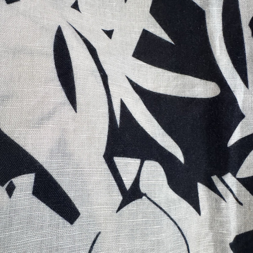 Harve Benard Women S Linen Blend 3/4 Sleeve Button Up Black White Floral Blouse - Picture 7 of 10